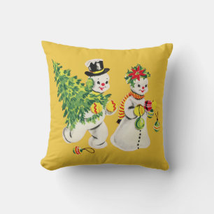 Retro Snowmen Kissen