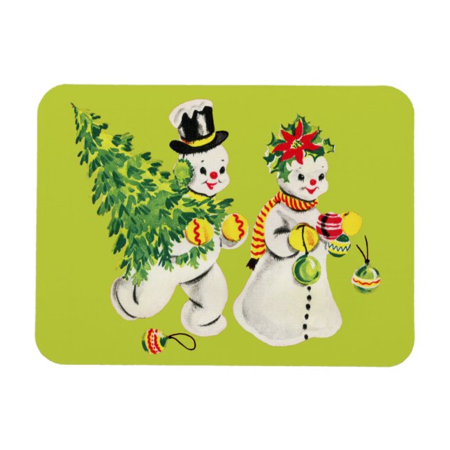 Retro Snowmen Magnet (Horizontal)