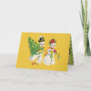 Retro Snowmen Weihnachten Karte