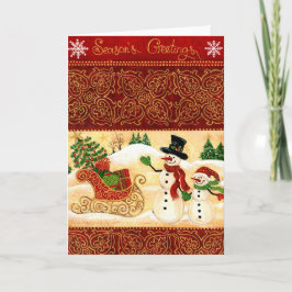 Retro Snowmen Weihnachtskarte Feiertagskarte