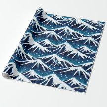 Retro Snowy Blue Mountains