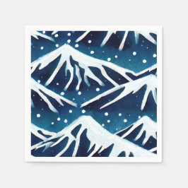Retro Snowy Blue Mountains Serviette