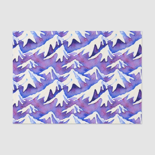 Retro Snowy Lila Mountains Seidenpapier (Vorderseite)