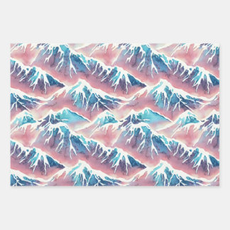 Retro Snowy Pastel Mountains Geschenkpapier Set