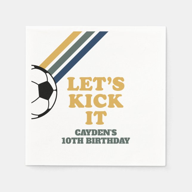 Retro Soccer Birthday Napkins Serviette (Vorderseite)