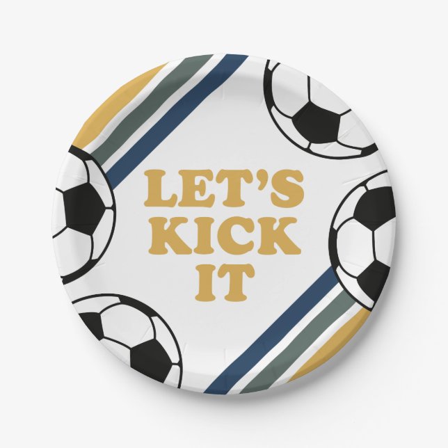 Retro Soccer Birthday Pappteller (Vorderseite)