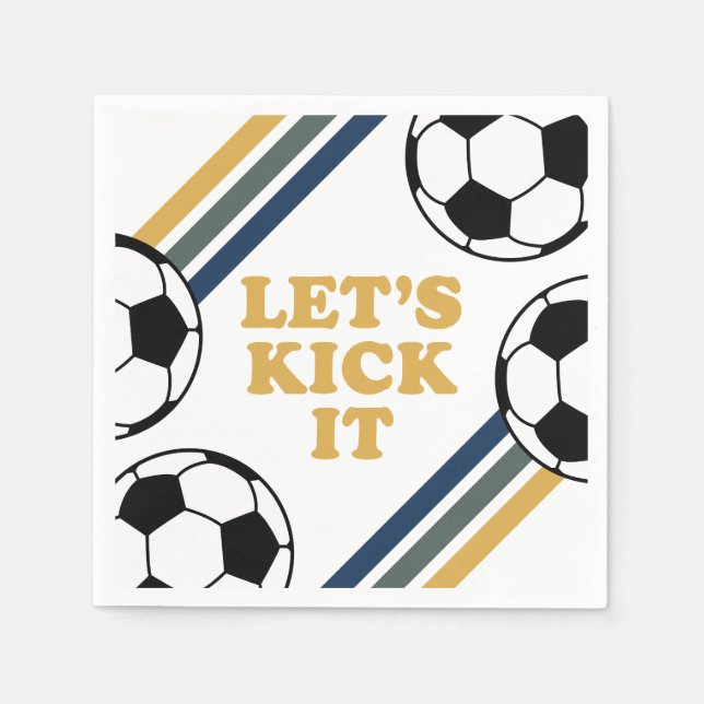 Retro Soccer Birthday Serviette (Vorderseite)