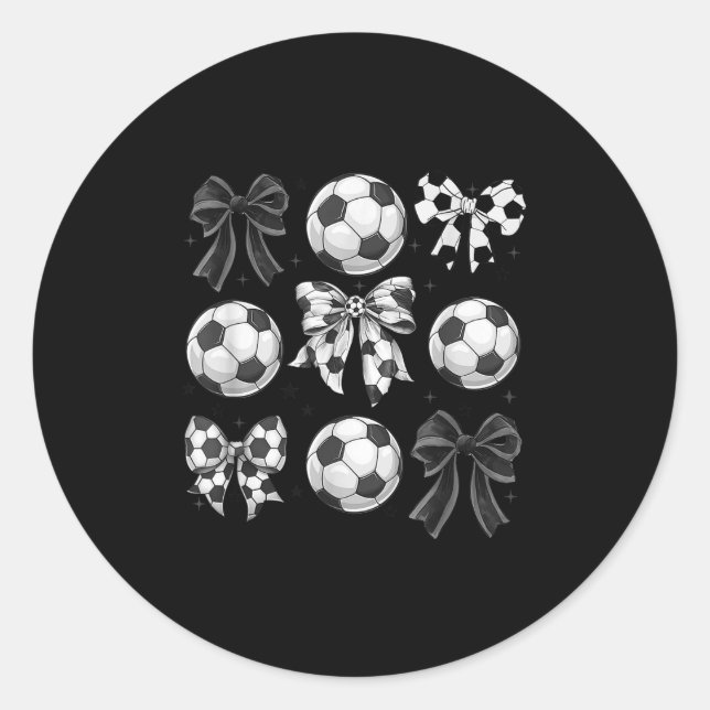 Retro Soccer Bow,game Day,coquette Soccer Mom,mama Runder Aufkleber (Vorderseite)