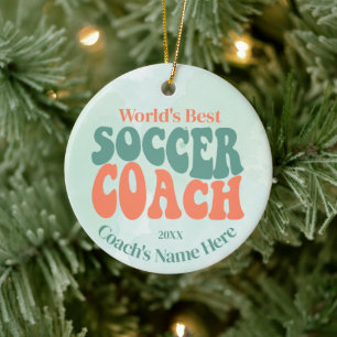 Retro Soccer Coach Personalisiert Keramik Ornament