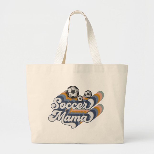 Retro Soccer Mama Sublimierung Design, Fußball Jumbo Stoffbeutel (Vorne)
