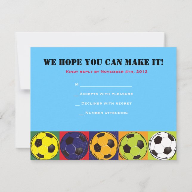 Retro SOCCER Themed Bar Bat Mitzvah Reply Card RSVP Karte (Vorderseite)
