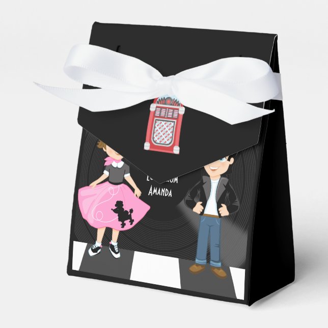 Retro Sock Hop Geburtstagsparty Geschenkschachtel (Vorderseite)