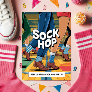 Retro Sock Hop Party Einladung