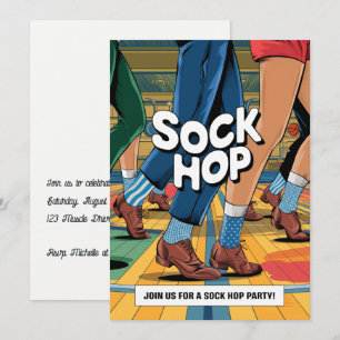 Retro-Socken-Hop-Party Einladung