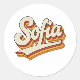 Retro Sofia Name 70er Jahre Vintage-Design Runder Aufkleber