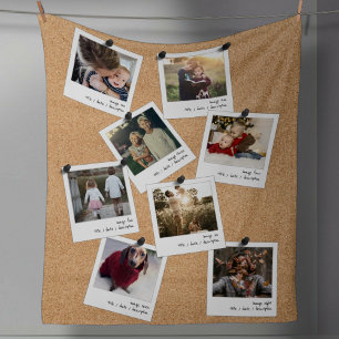 Retro Sofort Foto Collage Cork Board 8 Bild Fleecedecke