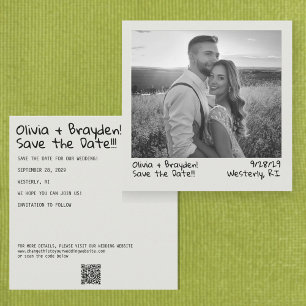 Retro Sofortbildkamera B&W Foto QR Code Save The Date