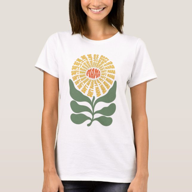 Retro-"Soft Mama"-Blumen-Typografie-Design T-Shirt (Vorderseite)