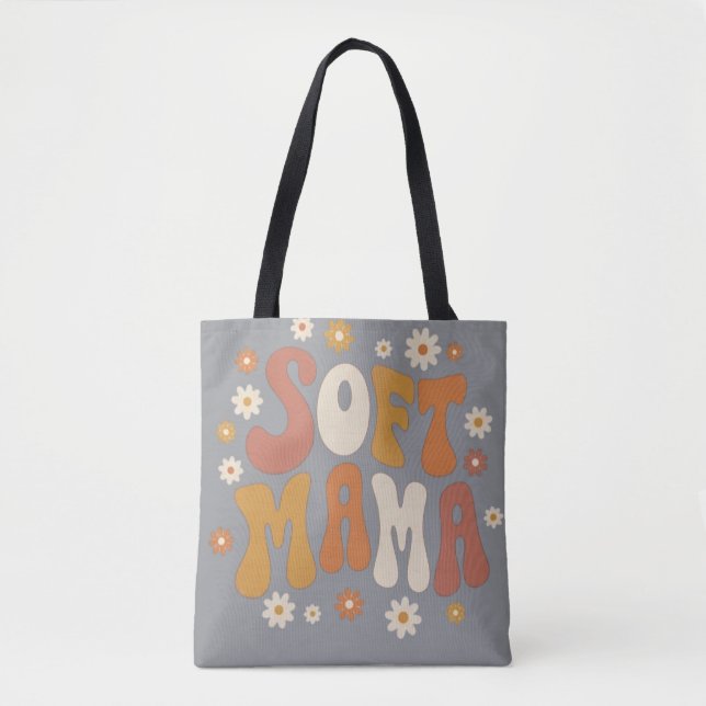 Retro Soft Mama Daisy Florale Groovy Typografie Bo (Vorderseite)