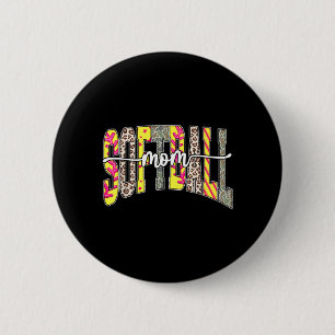 Retro Softball-Mama Mama Spieltag Es Leopard-Tarnu Button