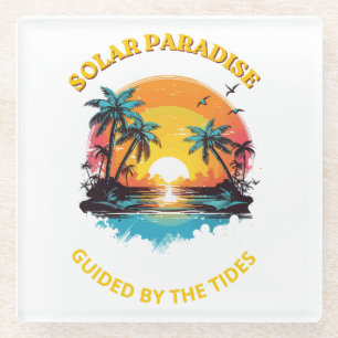Retro Solarparadies - Von den Gezeiten geführt T-S Glasuntersetzer