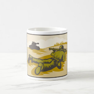 Retro Soldier und Tank Kaffeetasse