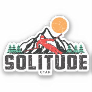 Retro Solitude Mountain Ski Aufkleber