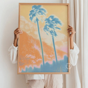 Retro-Sommer-Abstrakter-Tropischer-Palmbaum-Druck Poster