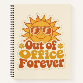 Retro-Sommer-"Außer Haus"-lächelnder-Sonne-Aufkleb Notizbuch