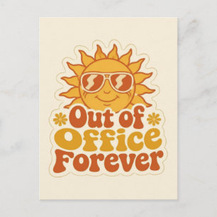 Retro-Sommer-"Außer Haus"-lächelnder-Sonne-Aufkleb Postkarte