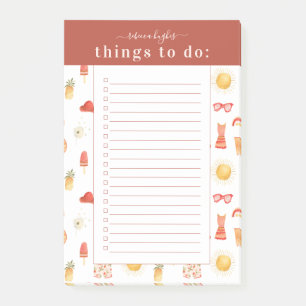 Retro-Sommer-Boho-Picknick   Monogramm To-Do-Liste Post-it Klebezettel
