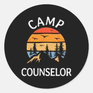 Retro-Sommer-Camp-Berater Direktor Camper-Personal Runder Aufkleber