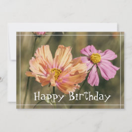 Retro-Sommer-Cosmea-Blüten Geburtstag Karte