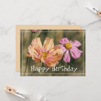 Retro-Sommer-Cosmea-Blüten Geburtstag Karte