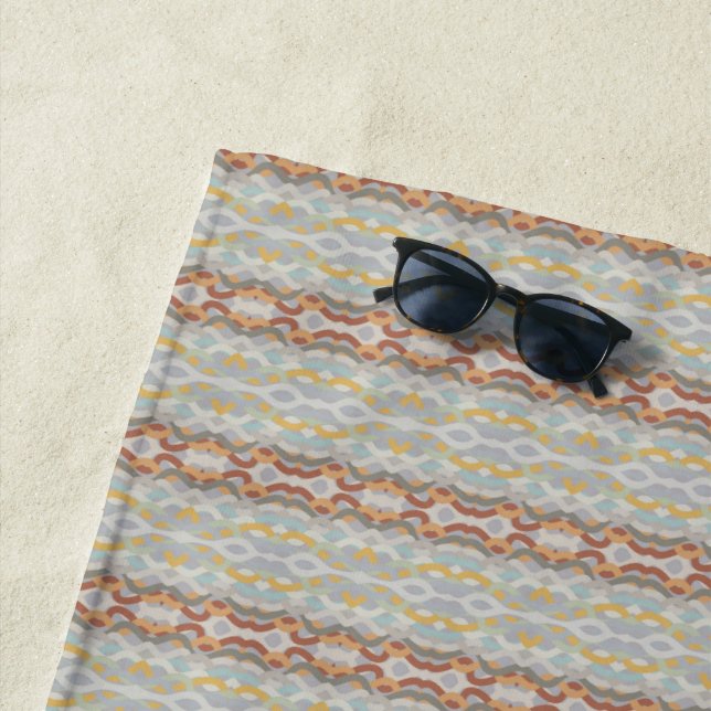 Retro-Sommer-Geometrisches Farbfeld-Musterdesign Strandtuch (Beispiel)