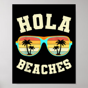 Retro Sommer Hola Strände Funny Beach Vin Poster