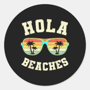 Retro Sommer Hola Strände Lustiger Strandurlaub Vi Runder Aufkleber