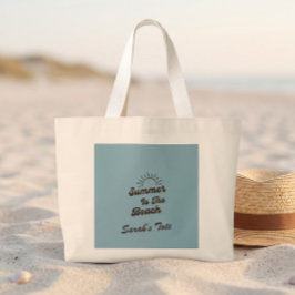 Retro Sommer ist die Strand Custom Name-Tasche Jumbo Stoffbeutel