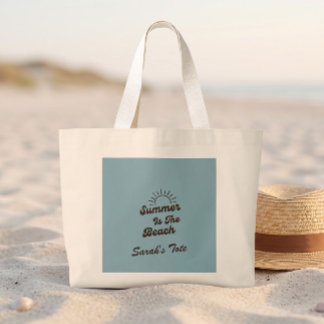 Retro Sommer ist die Strand Custom Name-Tasche Jumbo Stoffbeutel