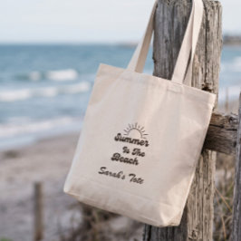 Retro Sommer ist die Strand Custom Name-Tasche Jumbo Stoffbeutel