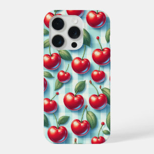 Retro Sommer Kirsch Handyhülle - Lebendiges Rot Ki iPhone 15 Pro Hülle