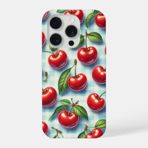 Retro Sommer Kirsch Handyhülle Lebhaft rote Kirsch iPhone 15 Pro Hülle