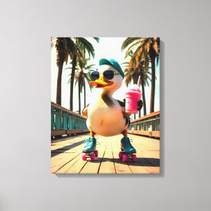 Retro-Sommer lustige Rollente Ente Leinwanddruck