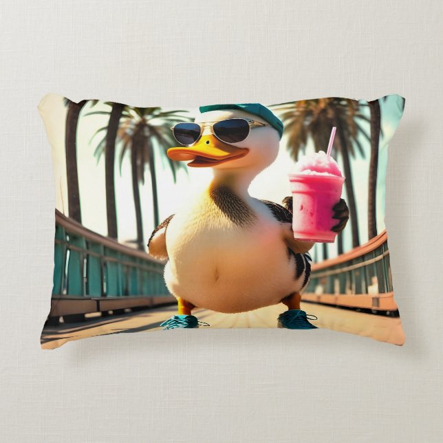 Retro-Sommer lustige Roller-Ente Dekokissen (Vorderseite)