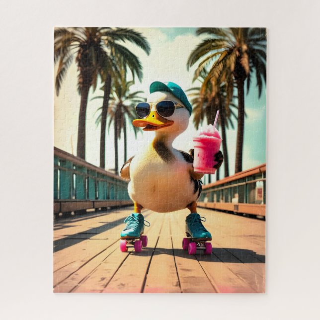 Retro-Sommer lustige Roller-Ente  Puzzle (Vertikal)