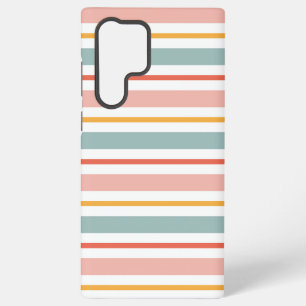 Retro-Sommer-Pastell-Gestreift-Rosa-Minz und Senf  Samsung Galaxy Hülle