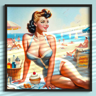Retro-Sommer-Pin-Up-Girl Poster