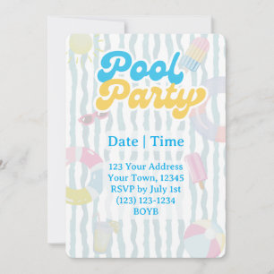 Retro-Sommer-Poolparty-Einladung Einladung