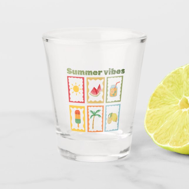 Retro-Sommer-Stimmung-Design  Schnapsglas (Vorderseite)