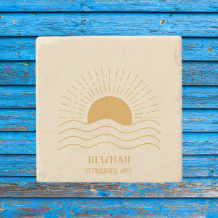 Retro Sommer Strand Boho Sonne Steinuntersetzer
